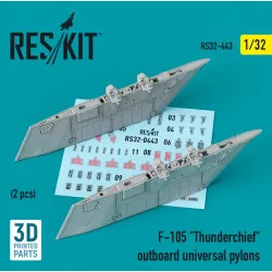 Reskit Rs32-0443 1/32 F105 Thunderchief Outboard Universal Pylons 2 Pcs 3d Printing