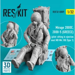 Reskit Rsf32-0009 1/32 Mirage 2000c 2000.5 Greece Pilot Sitting In Ejection Seat Mb Mk.10q Type 1 3d Printed