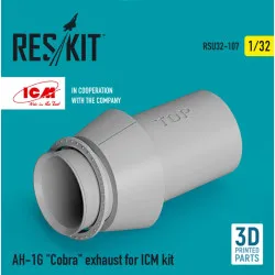 Reskit Rsu32-0107 1/32 Ah1g Cobra Exhaust For Icm Kit 3d Printed