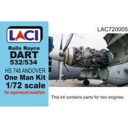 Laci 720005 1/72 Rolls Royce Dart 532/534 Engines 2pcs Hs 748 Andover One Man Kit Resin