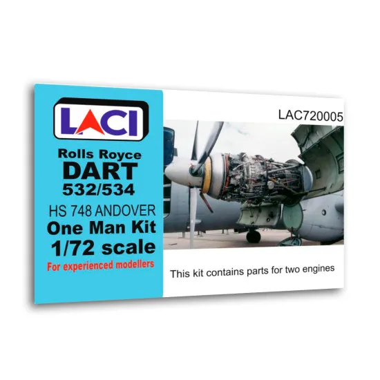Laci 720005 1/72 Rolls Royce Dart 532/534 Engines 2pcs Hs 748 Andover One Man Kit Resin
