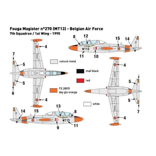 Miniwing 353 1/144 Fouga Cm.170 Magister French Jet Trainer Aircraft Belgian Af