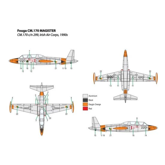 Miniwing 354 1/144 Fouga Cm.170 Magister French Jet Aircraft Irish Air Force