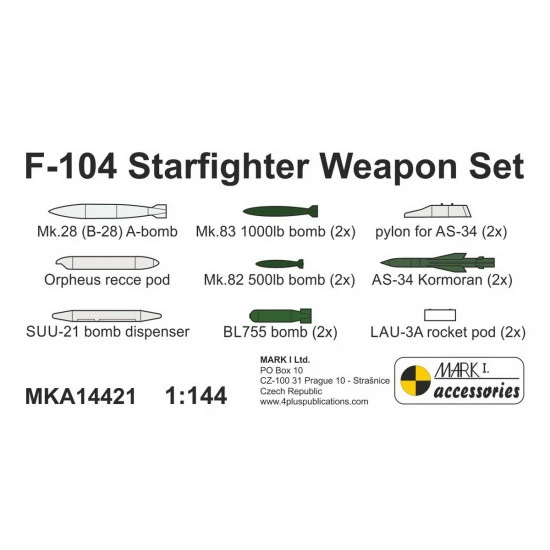 Mark I Mka14421 1/144 F-104 Starfighter Weapon Set Resin Ammo