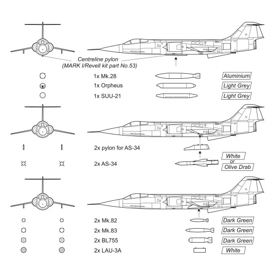 Mark I Mka14421 1/144 F-104 Starfighter Weapon Set Resin Ammo
