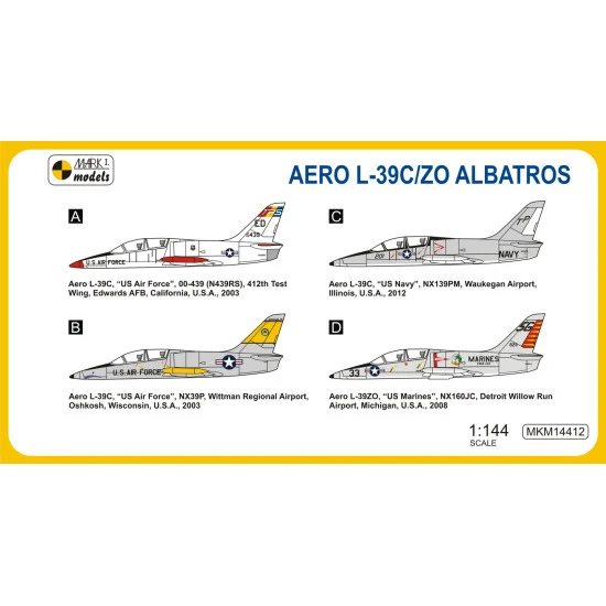 Mark I Mkm144012 1/144 Aero L-39c/Zo Albatros In Usaf Usn And Usmc Colours
