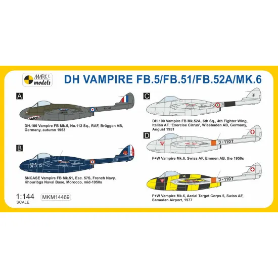Mark I Mkm144069 1/144 De Havilland Vampire Fb.5 Europe And North Africa 2in1