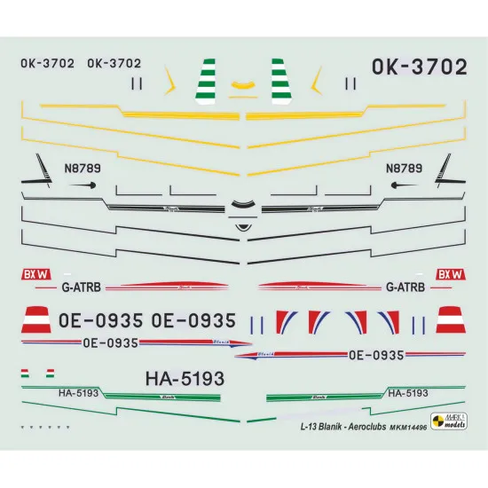 Mark I Mkm144096 1/144 L-13 Blanik Aeroclub Workhorse Czech Two-seater Glider 2p