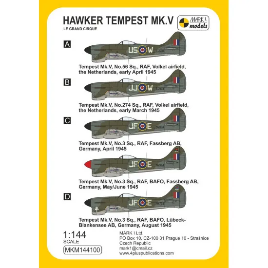 Mark I Mkm144100 1/144 Hawker Tempest Mk.v Le Grand Cirque Raf Fighter Wwii