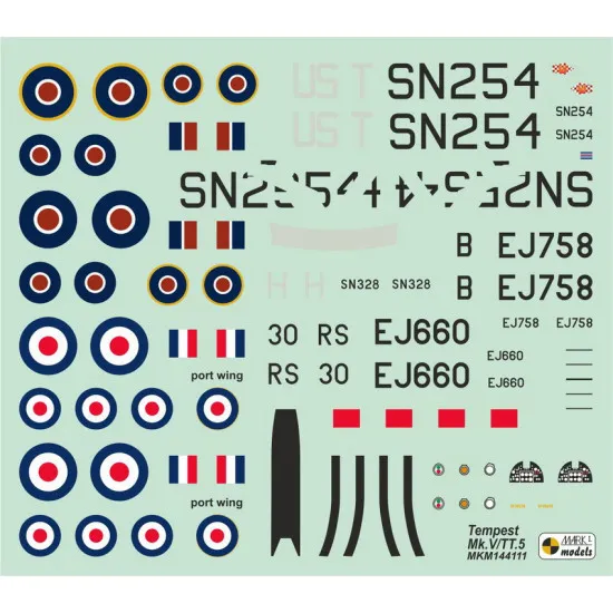 Mark I Mkm144111 1/144 Tempest Mk.v/Tt.5 In Final Role Raf British Fighter 2pcs
