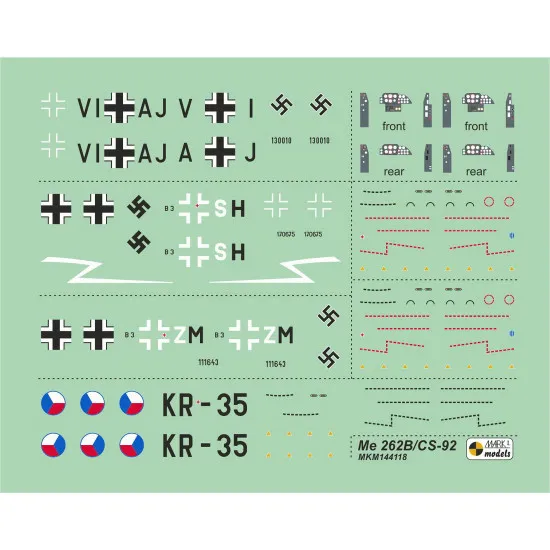 Mark I Mkm144118 1/144 Messerschmitt 262b/Cs-92 Jet Trainer German Fighter 2in1
