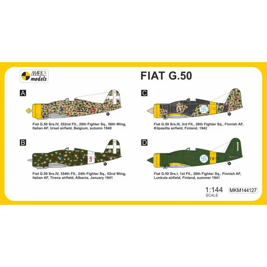 Mark I Mkm144127 1/144 Fiat G.50 Initial Series Italian Fighter Aircraft Wwii