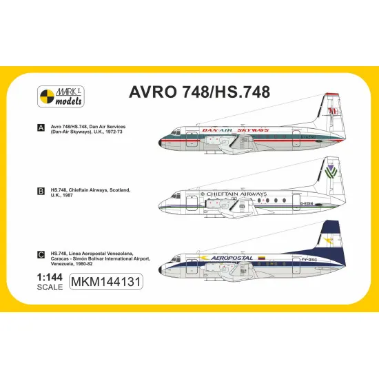 Mark I Mkm144131 1/144 Hawker Siddeley Avro Hs.748 The Budgie Uk Airliner