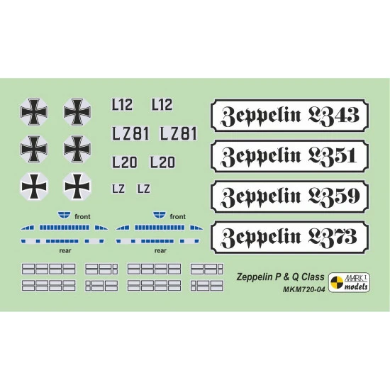 Mark I Mkm720-04 1/720 Zeppelin P And Q-class Night Intruders Rigid Airship 2 In 1