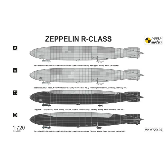 Mark I Mkm720-07 1/720 Zeppelin R-class Super-zeppelin Rigid Airship Dirigible