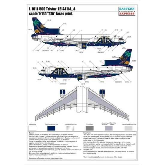 1/144 Eastern Express L-1011-500 Tristar Ata Airliner Model Kit Ee144114-04