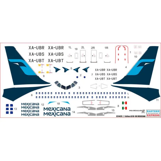 EASTERN EXPRESS 1/144 AIRLINER A318-100 MEXICANA AIRLINES EE14429-02
