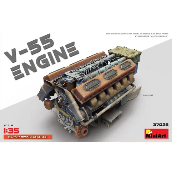 MINIART 37025 - V-55 ENGINE FOR T-55 TANKS FAMILY PLASTIC MODELS KIT 1/35 SCALE
