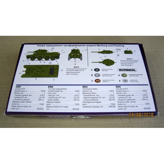 WHEEL TRACK TANK BT 7A WITH L-11 GUN (PE PARTS) 1/72 UM TECHNICS 676