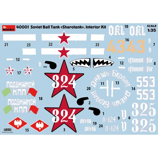 MINIART 40001 SOVIET BALL TANK SHAROTANK INTERIOR 1/35 SCALE PLASTIC MODEL KIT