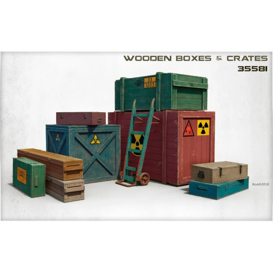 MINIART 35581 WOODEN BOXES CRATES 20TH CENTURY PLASTIC MODELS KIT 1/35 SCALE