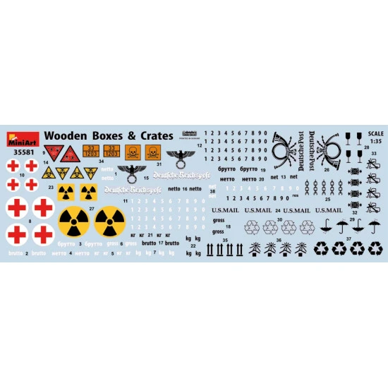 MINIART 35581 WOODEN BOXES CRATES 20TH CENTURY PLASTIC MODELS KIT 1/35 SCALE