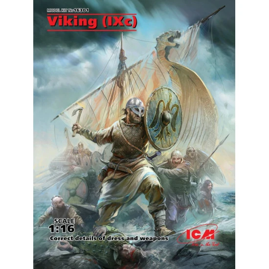 VIKING WITH AN AX AND SHIELD 9TH CENTURY 1/16 SCALE FIGURES MODEL KIT ICM 16301