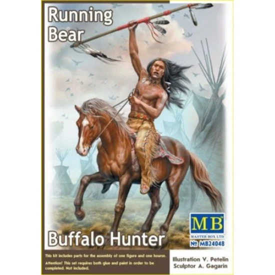Wild West Indian Wars BUFFALO HUNTER. RUNNING BEAR 1/24 scale MASTER BOX 24048