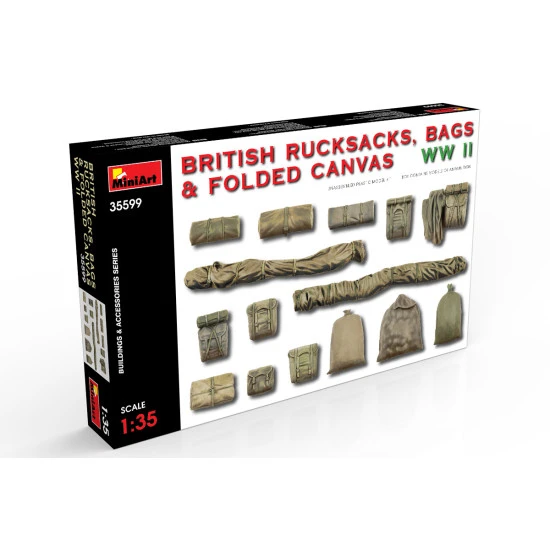 MINIART 35599 - BRITISH RUCKSACKS, BAGS and FOLDED CANVAS WW II 1/35 SCALE MODEL