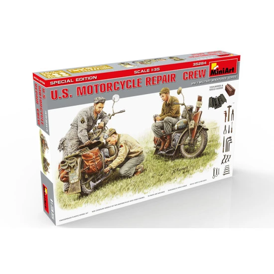 U.S. MOTORCYCLE REPAIR CREW. SPECIAL EDITION 1/35 scale model kit MINIART 35284 U.S. MOTORCYCLE REPAIR CREW. SPECIAL EDITION 1/35 scale model kit MINIART 35284
