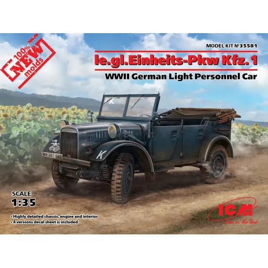ICM 35581 le.gl.Einheits-Pkw Kfz.1, WWII German Light Personnel Car 1/35 110 mm