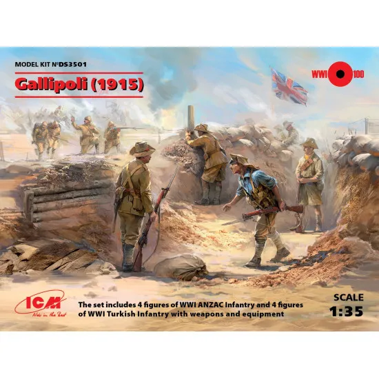 GALLIPOLI (1915) ANZAC INFANTRY AND TURKISH WORLD WAR I INFANTRY 1/35 ICM DS3501