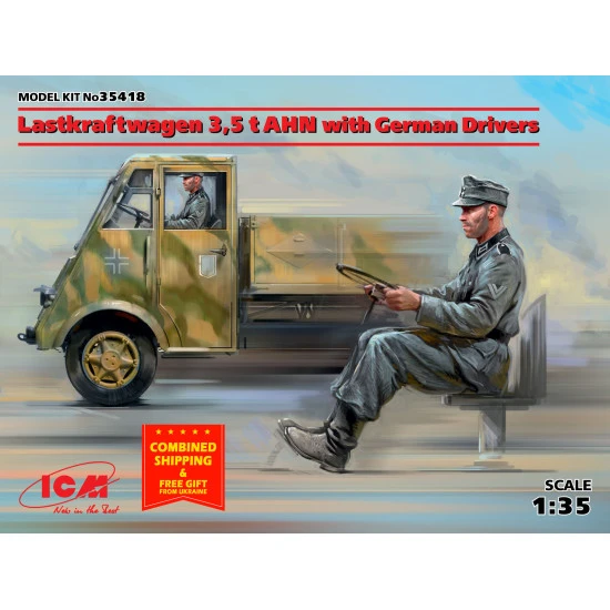 LASTKRAFTWAGEN 3,5 T AHN WITH GERMAN DRIVERS World War II 1/35 scale ICM 35418