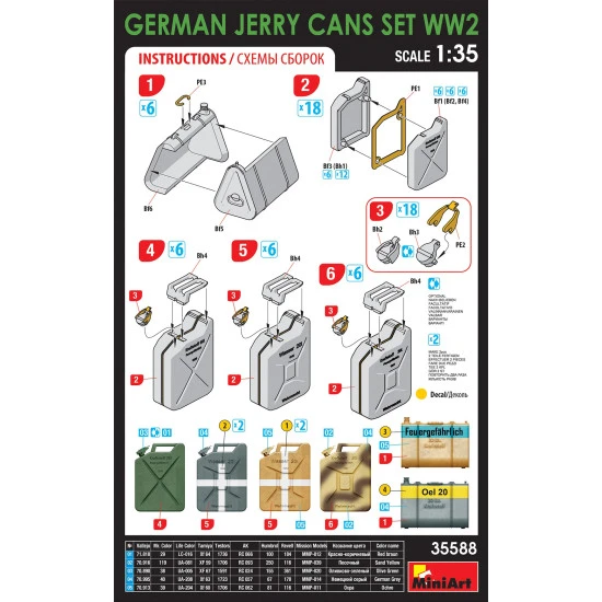 MINIART 35588 GERMAN JERRY CANS SET World War 2 1/35 scale plastic model kit