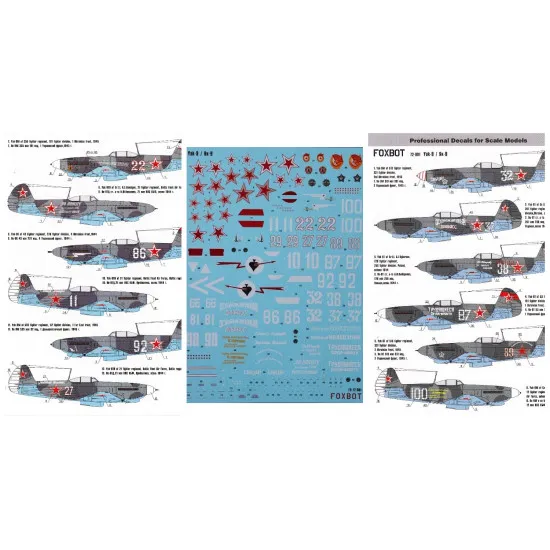 DECAL FOR SOVIET INTERCEPTOR AND FIGHTER AIRCRAFT YAK-9 1/72 scale Foxbot 72-001