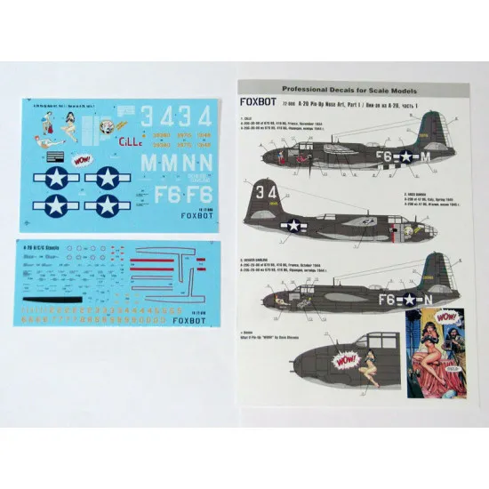 DOUGLAS A-20 BOSTON PIN-UP NOSE ART AND STENCILS PART 1 1/72 Foxbot 72-006
