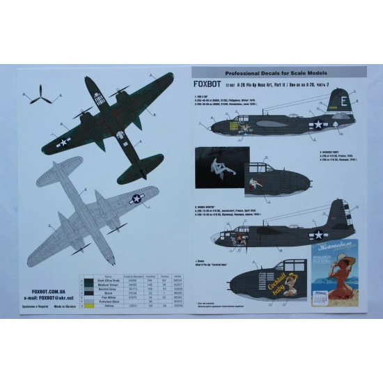 DOUGLAS A-20 BOSTON PIN-UP NOSE ART AND STENCILS PART 2 1/72 Foxbot 72-007