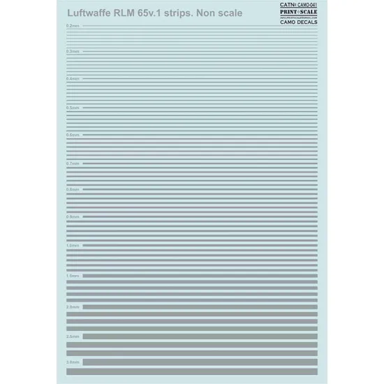 DECAL FOR AIRPLANE CAMO LUFTWAFFE RLM 65V.1 STRIPS. PRINT SCALE 041-CAMO