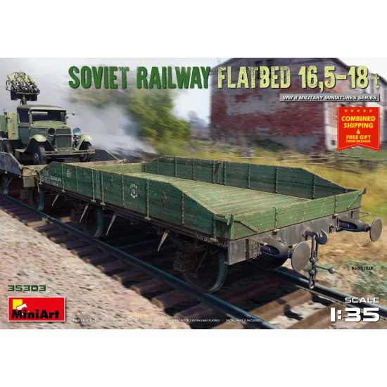 Miniart 35303 - SOVIET RAILWAY FLATBED 16,5-18t WW II 1/35 scale plastic model