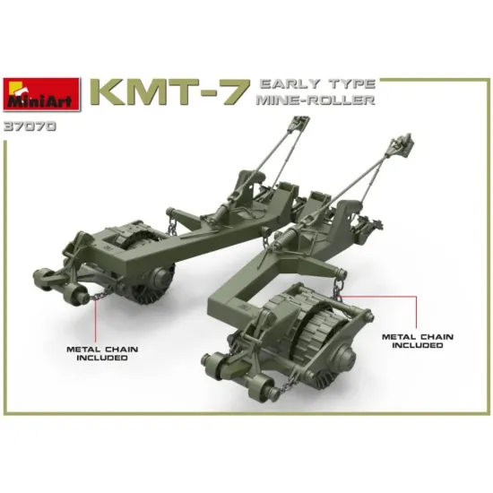 Us Stock Miniart 37070 Kmt-5m Mine-roller For T-54, T-55, T-62, T-62m 1/35 Scale Model