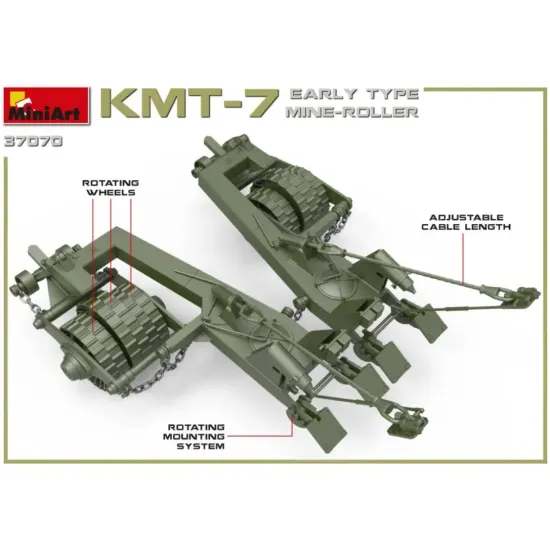 Us Stock Miniart 37070 Kmt-5m Mine-roller For T-54, T-55, T-62, T-62m 1/35 Scale Model