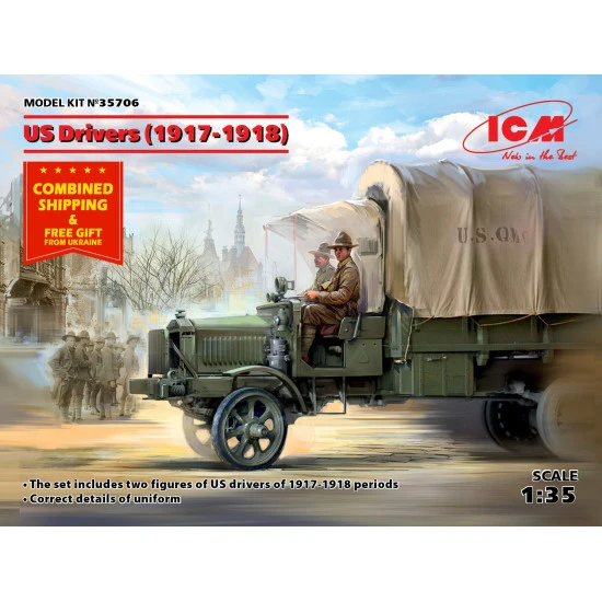 US DRIVERS (1917-1918) (2 FIGURES) 1/35 scale ICM 35706 for ICM 35650, ICM 35651