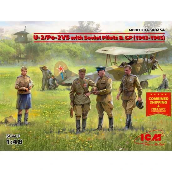U-2/PO-2VS WITH SOVIET PILOTS and GP (1943-1945) 1/48 scale model kit ICM 48254