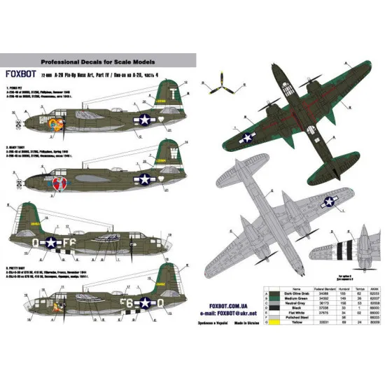 DOUGLAS A-20 BOSTON PIN-UP NOSE ART AND STENCILS PART 3 1/72 Foxbot 72-009
