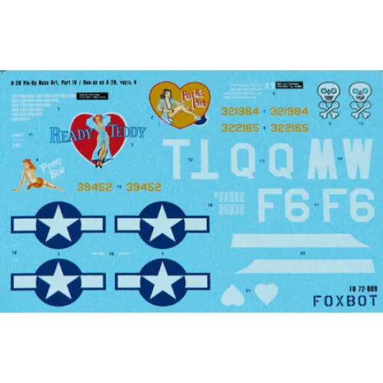 DOUGLAS A-20 BOSTON PIN-UP NOSE ART AND STENCILS PART 3 1/72 Foxbot 72-009