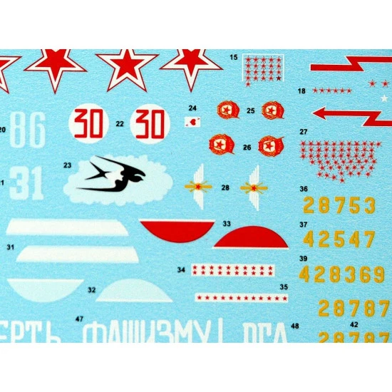 DECAL FOR RED SNAKE SOVIET P-39 AIRACOBRAS AND STENCILS 1/72 Foxbot 72-014