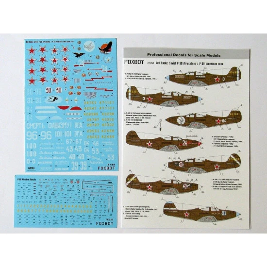 DECAL FOR RED SNAKE SOVIET P-39 AIRACOBRAS AND STENCILS 1/72 Foxbot 72-014