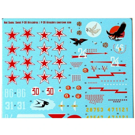 DECAL FOR RED SNAKE SOVIET P-39 AIRACOBRAS AND STENCILS 1/72 Foxbot 72-014