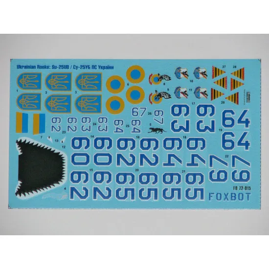 DECAL FOR UKRAINIAN ROOKS SU-25UB 1/72 scale Foxbot 72-015