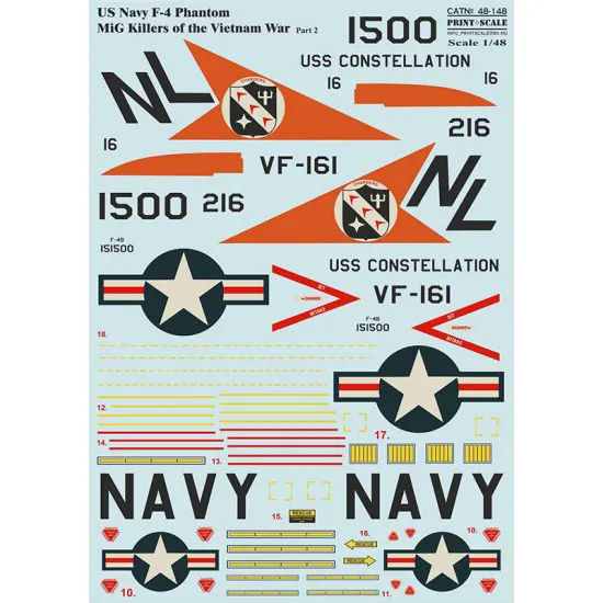DECAL FOR F-4 PHANTOM MIG KILLERS VIETNAM WAR 1/48 SCALE PRINT SCALE 48-148